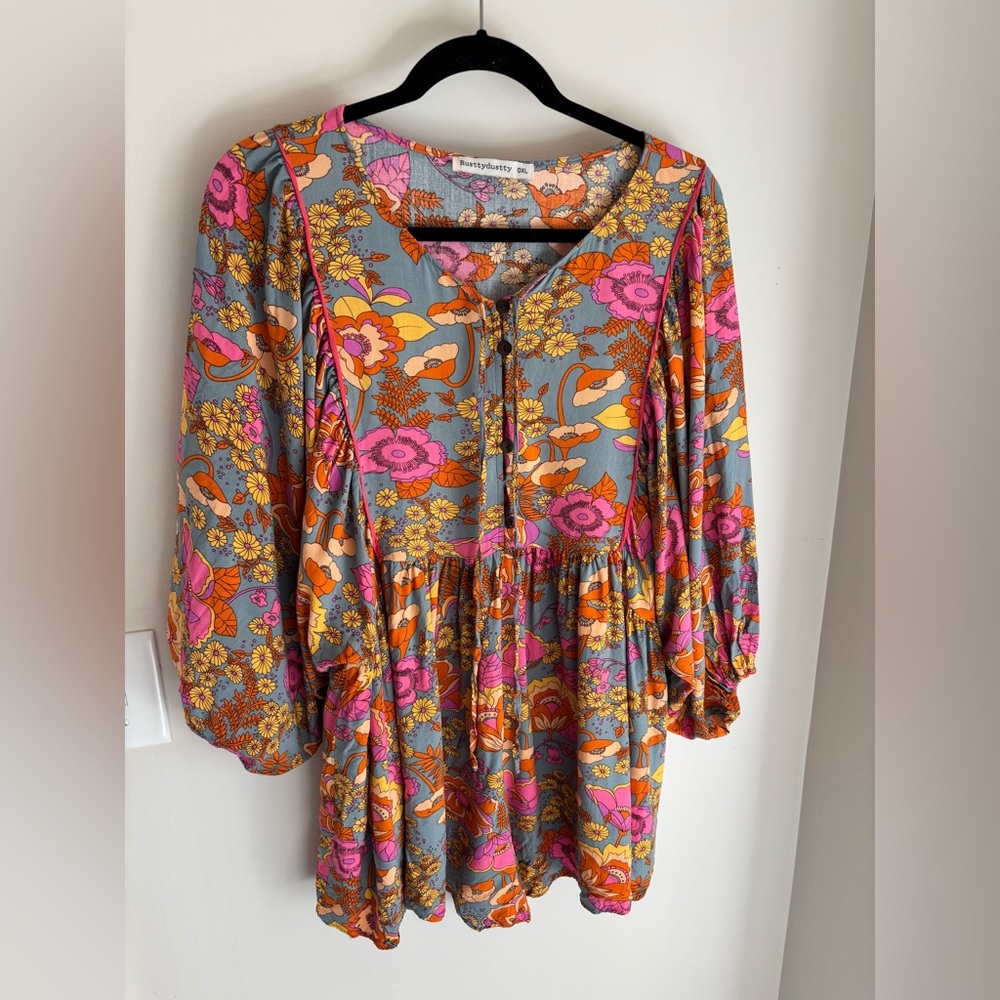 Rusttydustty Floral Boho Romper with Vibrant Colors